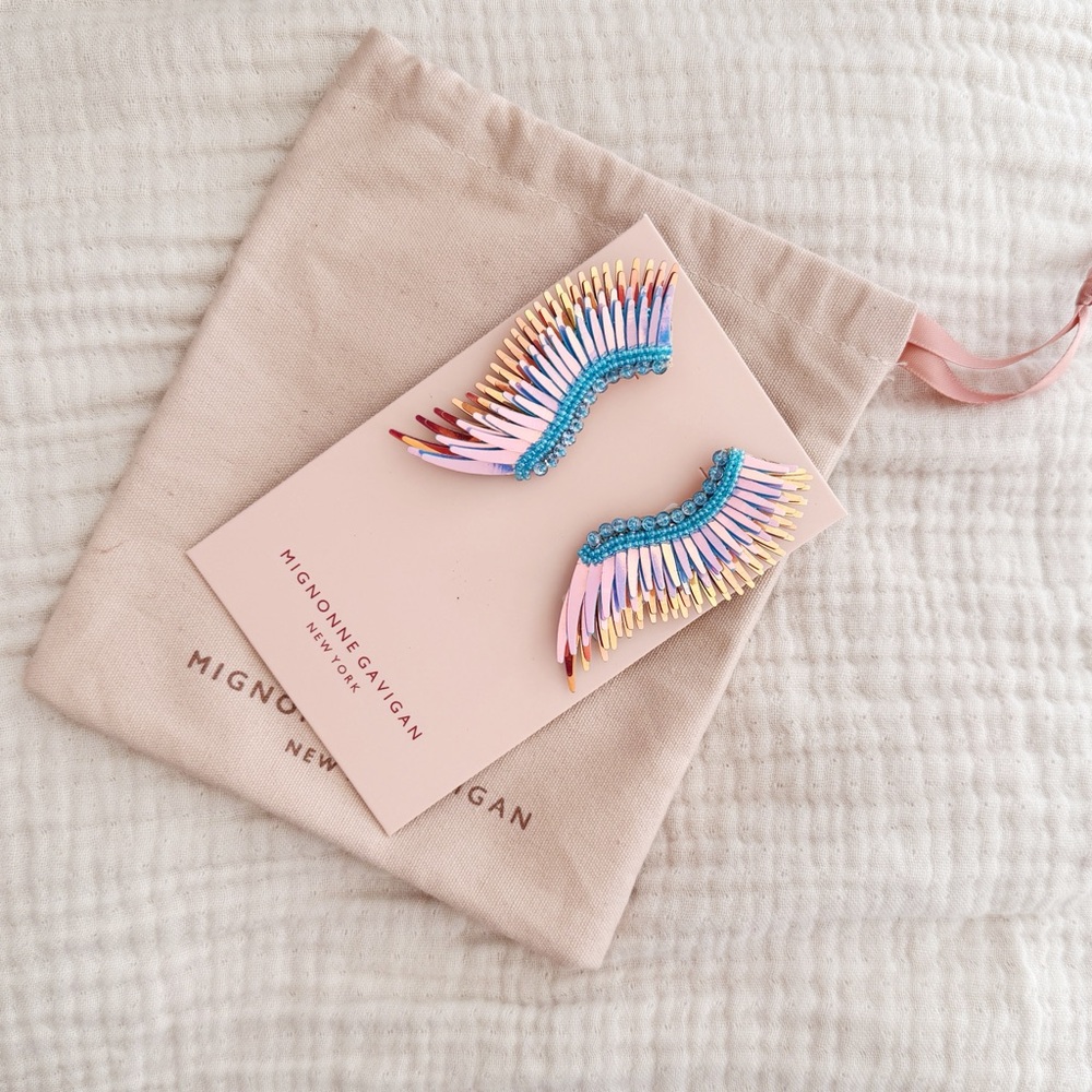 Mignonne Gavigan Pink and Blue Wing Earrings